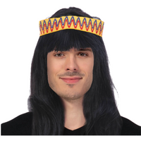 Mens INDIAN WIG Native American Fancy Dress Party Costume Hair Headdress