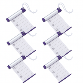 6x Funky Luggage Cylinder Tag Rollout Label for Address Details - Silver/Blue