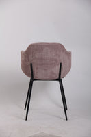 Set of 4 Dining Chairs with Corduroy Cord Fabric in Pink