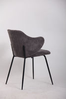 Set of 4 Dining Chairs with Corduroy Cord Fabric in Dark Grey Lincoln