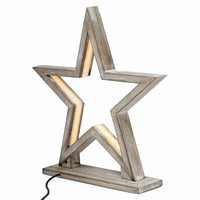 33cm Bamboo Star LED Table Lamp Light Modern Bedside - Antique Timber