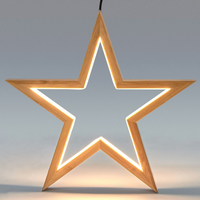 Ceiling Bamboo Star LED Hanging Lamp Natural Home Decor Lighting Pendant - Natural