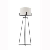 Modern Dimmable Floor Lamp w/ Linen Shade Designer Bedroom Lighting - Matte Black