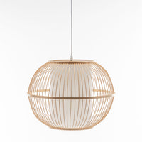 Natural Woven Bamboo Sphere Pendant Lamp Hanging Light Bell Shade Boho Tropical