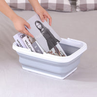 6x 9L Collapsible Laundry Folding Basket Wash Clothes w Handles Bin - Grey/White