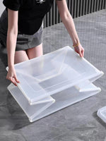 2x 57 Litre Modular Clear Foldable Storage Box with Lid Plastic Tub Collapsible