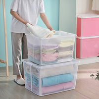 2x 57 Litre Modular Clear Foldable Storage Box with Lid Plastic Tub Collapsible