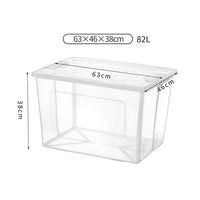 82 Litre Modular Clear Foldable Storage Box with Lid Plastic Tub Collapsible