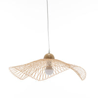 Sophia Natural Hand-Woven Bamboo Wave Pendant Lamp - Small