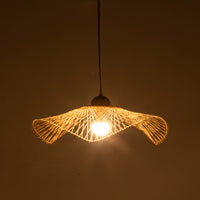 Sophia Natural Hand-Woven Bamboo Wave Pendant Lamp - Small