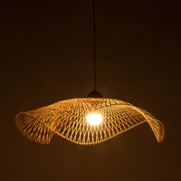 Serene Natural Hand-Woven Bamboo Wave Pendant Lamp Light - Large