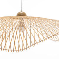 Serene Natural Hand-Woven Bamboo Wave Pendant Lamp Light - Large