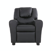 Oliver Kids Recliner Chair Sofa Children Lounge Couch PU Armchair - Black