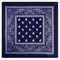 BANDANA Paisley 100% COTTON Head Wrap Durag Bandanna Summer Biker Scarf Mask - Deep Navy Blue