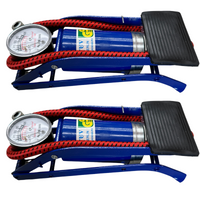 2x HIGH PRESSURE FOOT PUMP Ball Bicycle Motorbike Car Tire Inflator Tyre Air