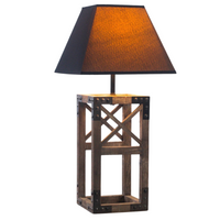 Designer Wooden TABLE LAMP Modern Rustic Geo Industrial Retro  Desk Light