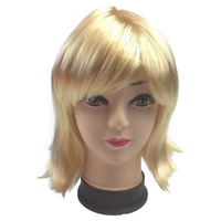 Bob Wig Costume Short Straight Fringe Cosplay Party Full Hair Womens Fancy Dress - Blonde