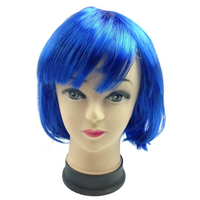 Bob Wig Costume Short Straight Fringe Cosplay Party Full Hair Womens Fancy Dress - Blue