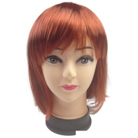 Bob Wig Costume Short Straight Fringe Cosplay Party Full Hair Womens Fancy Dress - Bronze