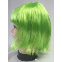 Bob Wig Costume Short Straight Fringe Cosplay Party Full Hair Womens Fancy Dress - Green