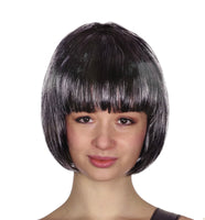 Bob Wig Costume Short Straight Fringe Cosplay Party Full Hair Womens Fancy Dress - Grey