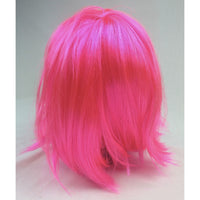 Bob Wig Costume Short Straight Fringe Cosplay Party Full Hair Womens Fancy Dress - Hot Pink