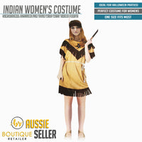 INDIAN WOMAN COSTUME Fancy Dress Native American Beauty Wild West Western Party