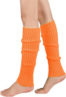 Pair of Womens Leg Warmers Disco Winter Knit Dance Party Crochet Legging Socks Costume - Orange