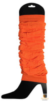 LEG WARMERS Knitted Womens Neon Party Knit Ankle Fluro Dance Costume 80s Pair - Fluro Orange