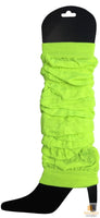 LEG WARMERS Knitted Womens Neon Party Knit Ankle Fluro Dance Costume 80s Pair - Fluro Yellow