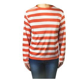KIDS Red and White Striped Top Wenda Waldo Shirt Costume Party Book Week - Medium (7-9 Years Old)