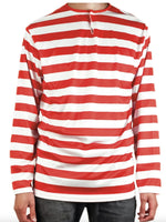 ADULTS Wheres Wally Book Week Red and White Striped Top Shirt Costume Party Dress Up  - Medium