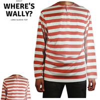 ADULTS Wheres Wally Book Week Red and White Striped Top Shirt Costume Party Dress Up  - Medium