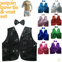 Mens SEQUIN VEST Dance Costume Party Coat Disco Accessory Sparkle Waistcoat - Green