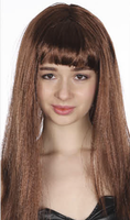 LONG WIG Straight Party Hair Costume Fringe Cosplay Fancy Dress 70cm Womens - Brown (22465)