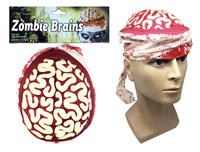 Zombie Brain Skull Cap Costume Halloween Bloody Headpiece Fancy Dress Bandage