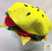 BURGER HAT Costume Party Adult Unisex Novelty Cap Funny Fast Food Hamburger