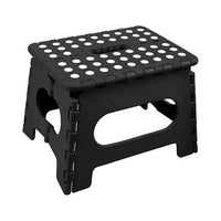 125kg Folding Step Stool Portable Plastic Foldable Chair Flat Outdoor (29x22cm) - Black