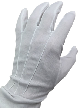 Deluxe Short White Stripe Satin Gloves Magician Driving Wedding Glove One Size