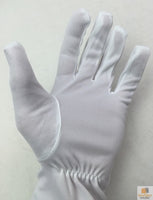 Deluxe Short White Stripe Satin Gloves Magician Driving Wedding Glove One Size