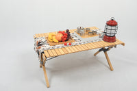 Folding Camping Table Bamboo Roll Up Portable Outdoor Picnic BBQ Desk Beach