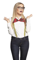 NERD COSTUME KIT Set Geek Glasses Fancy Dress Retro Funny Braces Bow Tie Party