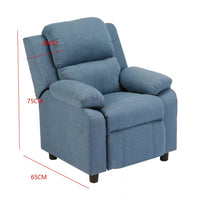 Set of 4 Erika Blue Kids Recliner Sofa Chair Blue Lounge Couch Armchair Childrens