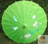 PARASOL UMBRELLA Chinese Japanese Bamboo Flower Pattern Fabric 80cm Diameter - Light Green