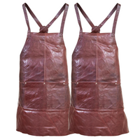 2x Pierre Cardin Professional Leather Apron Butcher Woodwork  Barber - Chestnut