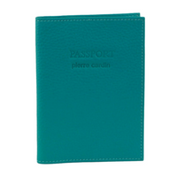 Pierre Cardin Slim Leather Passport Wallet Holder RFID Case Cover - Turquoise