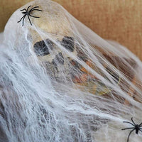 STRETCHABLE SPIDER WEB Spooky Halloween Decoration + 2 Spiders Party Decor Ghost