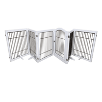 Wooden Dog Pen and Six Panel Pet Gate, White