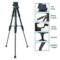 1.7m Tripod Portable Aluminum Alloy Camera Tripod Pan Head and Bag