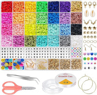 28 Colors 6380pcs 6mm Flat Round Heishi Polymer Clay Jewelry Making Kit Bead Smiley Face Beads Set